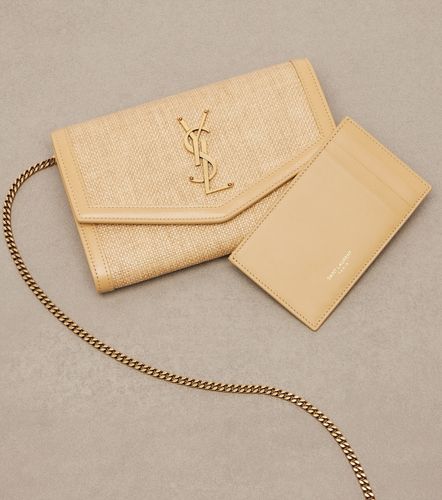 Portefeuille à chaîne Uptown en raphia - Saint Laurent - Modalova