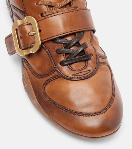 Miu Miu Baskets en cuir à logo - Miu Miu - Modalova
