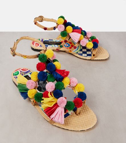 Sandales en raphia à ornements - Dolce&Gabbana - Modalova