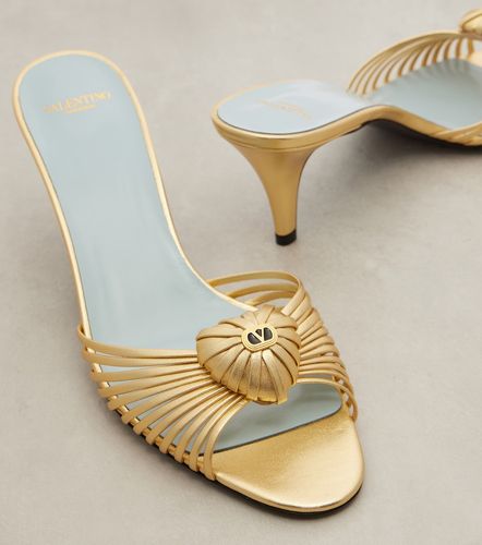 Mules Cœur Royal en cuir métallisé - Valentino Garavani - Modalova