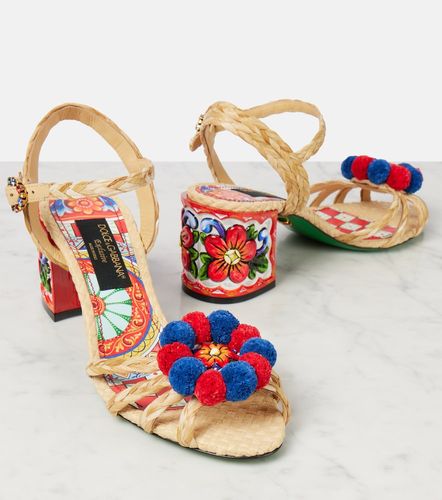 Sandales Taormina 60 en raphia à ornements - Dolce&Gabbana - Modalova