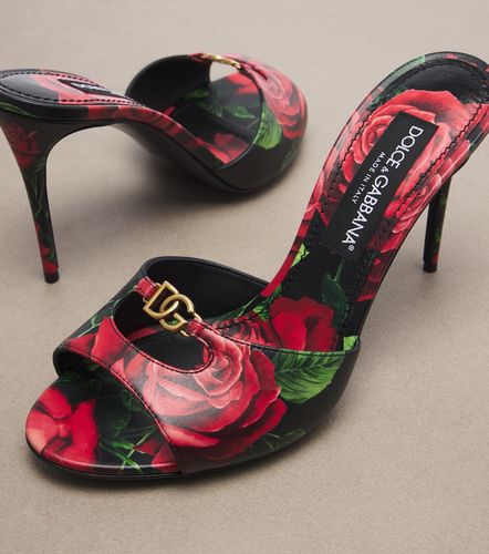 Mules DG en cuir à fleurs - Dolce&Gabbana - Modalova