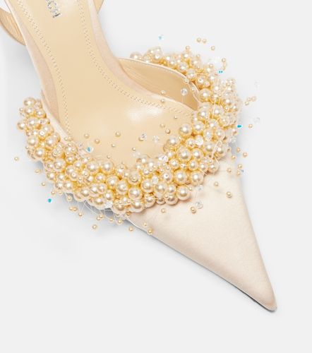 Escarpins slingback Floating Pearls 85 en satin - Mach & Mach - Modalova