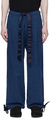 Pantalon bleu marine à rayures fines - Greg Lauren - Modalova