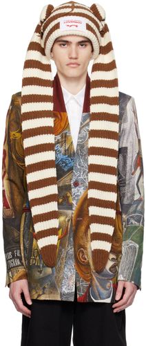 Bonnet brun et blanc à appliqués à oreille exclusif à SSENSE - Charles Jeffrey LOVERBOY - Modalova