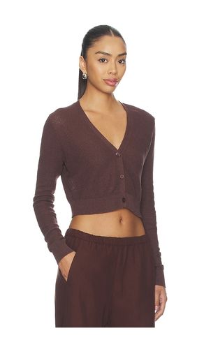 GILET CROPPED EN LIN À COL EN V ET MAILLE AJOURÉE en . Taille L. Also en M, S, XS - Enza Costa - Modalova