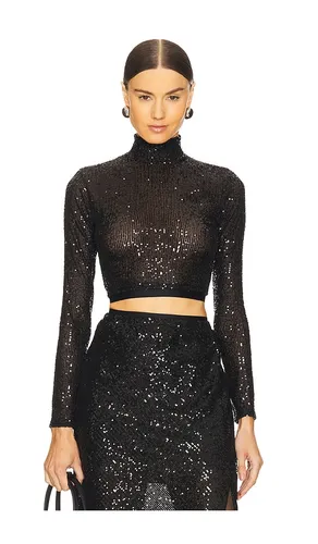 Sequin Cropped Long Sleeve Mock Neck Top in . Size 1/S - Enza Costa - Modalova