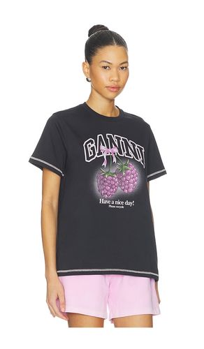 Basic Cotton Jersey Raspberry Print T-shirt en . Taille S. Also en XS - Ganni - Modalova