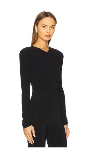 Long Sleeve Shoulder Pad V Neck Top en . Taille S. Also en XS, M, L - Norma Kamali - Modalova
