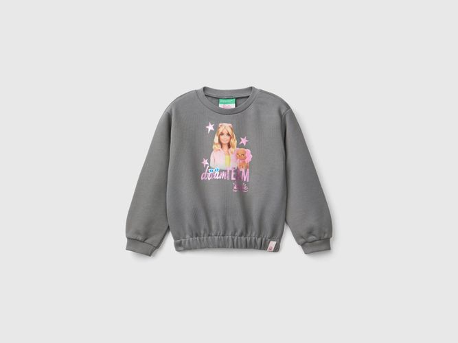 Benetton, Sweat-shirt Barbie Gris Avec Imprimé Laminé, taille 12-18, Gris Foncé, Enfants - United Colors of Benetton - Modalova