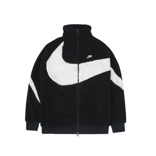 Big Swoosh Reversible Boa Jacket Black White - Nike - Modalova