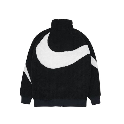 Big Swoosh Reversible Boa Jacket Black White - Nike - Modalova