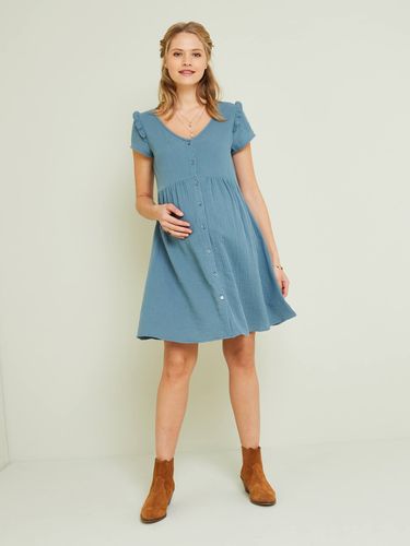 Robe de grossesse et d'allaitement gaze de coton sauge - Vertbaudet - Modalova