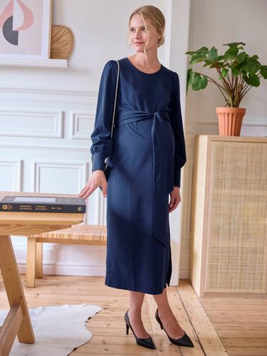 Robe longue de grossesse effet drapé marine - Vertbaudet - Modalova