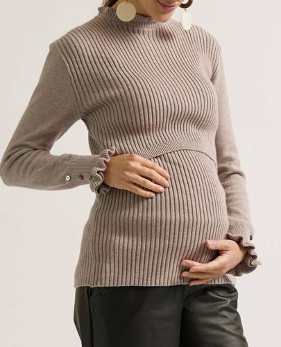 Pull De Grossesse Et Allaitement Dorothée Taupe - Cache Coeur - Modalova