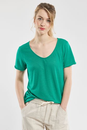 T-shirt col V CLARYS - polyester recyclé et lin M - 40 - Bermudes - Modalova