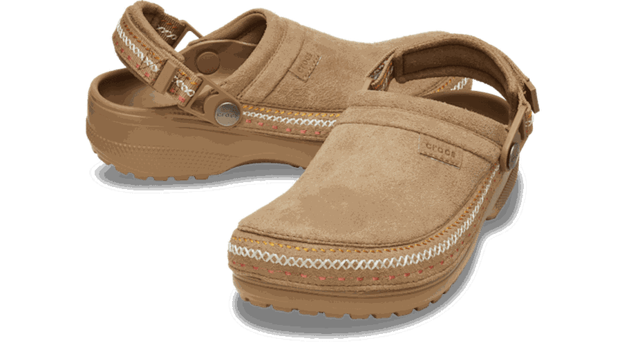 Crafted Vegan Suede Stitch Sabots Unisex Sepia 33 - Crocs - Modalova