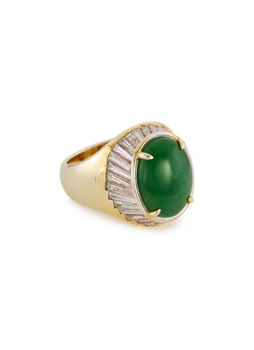 Cab' diamond jade 18k yellow gold ring - SAMUEL KUNG - Modalova