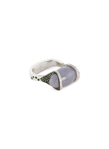 Diamond garnet jade 18k gold ring - SAMUEL KUNG - Modalova