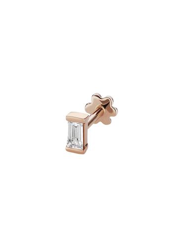 Baguette' diamond rose gold single threaded stud earring - MARIA TASH - Modalova