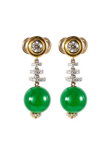 Diamond jade 18k gold earrings - SAMUEL KUNG - Modalova
