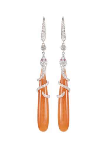 Diamond ruby snake jade drop earrings - SAMUEL KUNG - Modalova