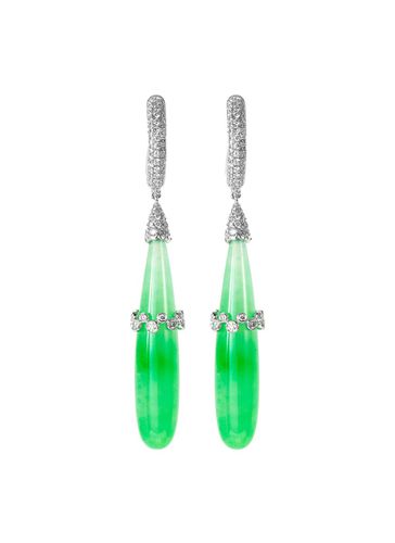 Diamond jadeite 18k white gold drop earrings - SAMUEL KUNG - Modalova