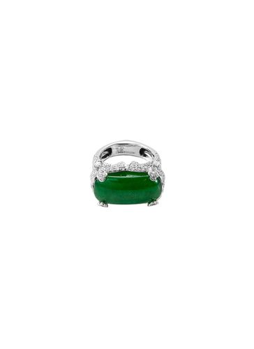 Diamond sapphire jade 18k white gold ring - SAMUEL KUNG - Modalova