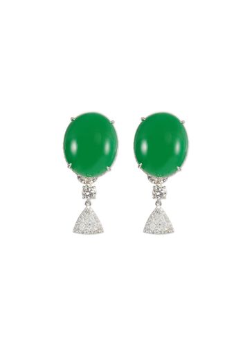 Diamond jade 18k white gold drop earrings - SAMUEL KUNG - Modalova