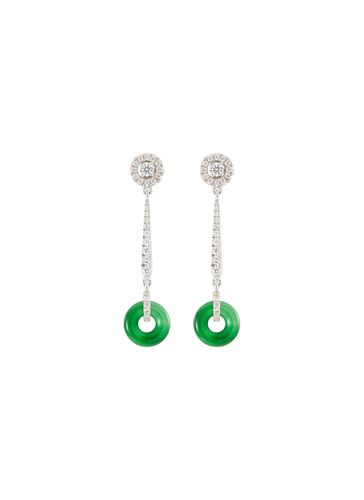 Diamond jade 18k white gold drop earrings - SAMUEL KUNG - Modalova