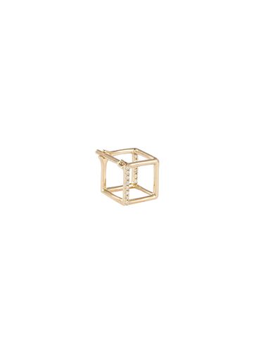 Square' diamond 18k yellow gold cube single earring - 7mm - SHIHARA - Modalova