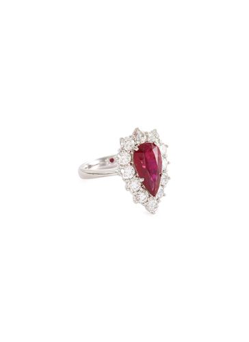 Diamond ruby 18k white gold teardrop ring - LC COLLECTION JEWELLERY - Modalova