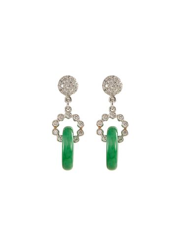 Diamond jadeite hoop drop earrings - SAMUEL KUNG - Modalova