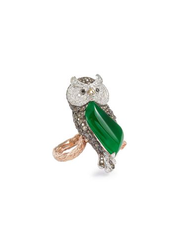 Diamond jade 18k gold owl ring - LC COLLECTION JADE - Modalova