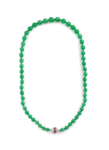 Diamond sapphire jade bead 18k gold necklace - SAMUEL KUNG - Modalova