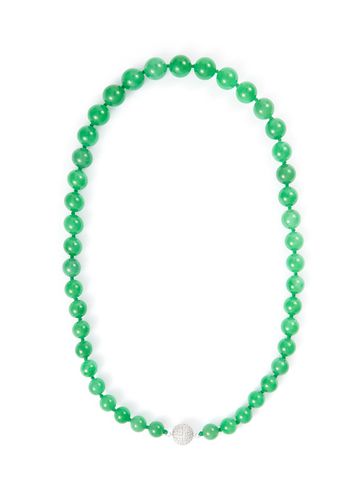 Diamond jade bead 18k white gold necklace - SAMUEL KUNG - Modalova
