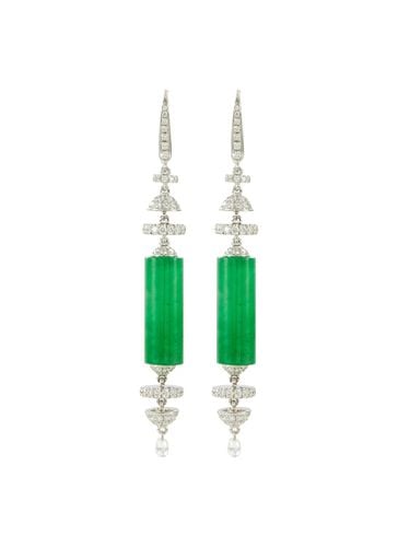 Diamond jade 18k white gold tiered drop earrings - SAMUEL KUNG - Modalova