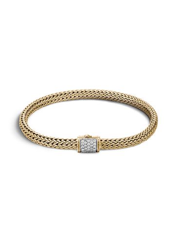 Classic Chain' diamond 18k yellow gold woven bracelet - JOHN HARDY - Modalova