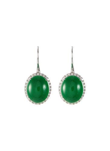 Diamond jade 18k white gold drop earrings - SAMUEL KUNG - Modalova