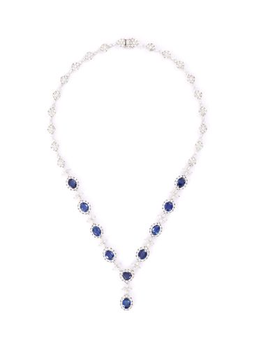 Diamond sapphire 18k white gold pendant necklace - LC COLLECTION JEWELLERY - Modalova