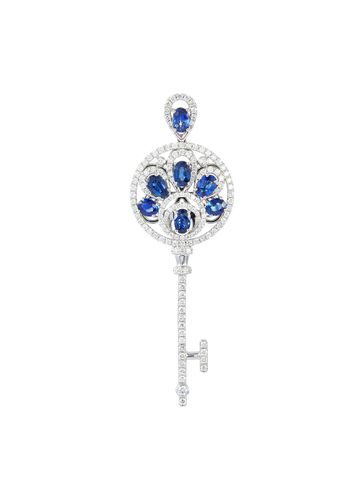 Diamond sapphire 18k white gold key pendant - LC COLLECTION JEWELLERY - Modalova