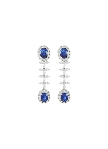 Diamond sapphire 18k white gold drop earrings - LC COLLECTION JEWELLERY - Modalova