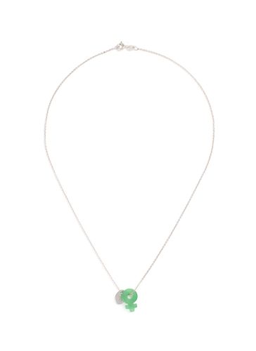 Jade female symbol pendant 18k white gold necklace - SAMUEL KUNG - Modalova