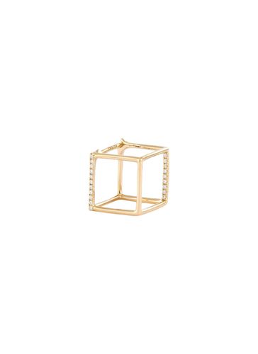 Square' diamond 18k yellow gold cube single earring - 10mm - SHIHARA - Modalova