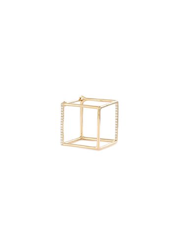 Square' diamond 18k yellow gold cube single earring - 15mm - SHIHARA - Modalova