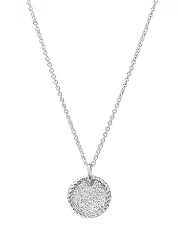 Diamond 18k white gold disc pendant necklace - DAVID YURMAN - Modalova