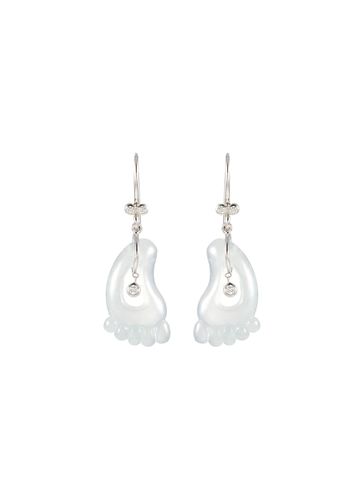 Feet' diamond jade 18k white gold earrings - SAMUEL KUNG - Modalova
