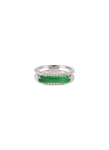 Diamond jade 18k white gold oval ring - SAMUEL KUNG - Modalova