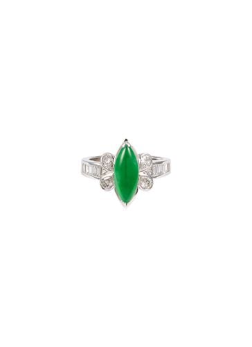 Diamond marquise cut jade 18k white gold ring - SAMUEL KUNG - Modalova