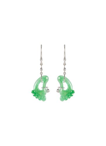 Foot' diamond jade 18k white gold earrings - SAMUEL KUNG - Modalova